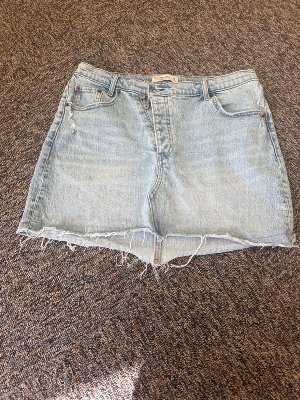 Abercrombie & Fitch Light Blue Denim 90s High Rise Micro Mini Curve Love Skirt